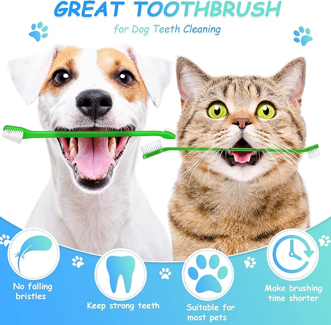 70 Pieces Dog Tooth Brush Pet Toothbrush Soft Grooming Dogs Toothbrush Dog Double Sided Toothbrush Puppy Long Handle Tooth Brush for Large and Small Teeth Cleaning Dental Oral Care (Green)