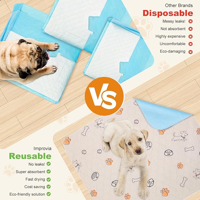 6 Pack Washable Pee Pads for Dogs 32x28 Inch Reusable Puppy Pads, Non-Slip Dog Training Pads Waterproof Dog Pee Pads Fast Absorbing Dog Pads Quick Drying Reusable Pee Pads for Dogs