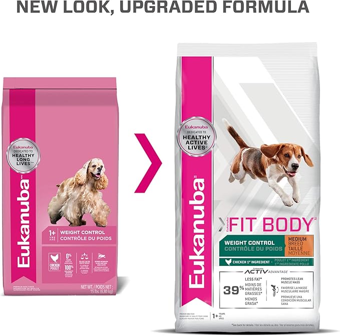 Eukanuba Fit Body Weight Control Medium Breed Dry Dog Food, 28 lb