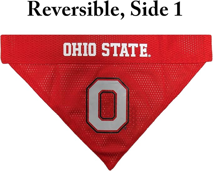 Pets First Collegiate Pet Accessories, Reversible Bandana, Ohio State Buckeyes, Large/X-Large