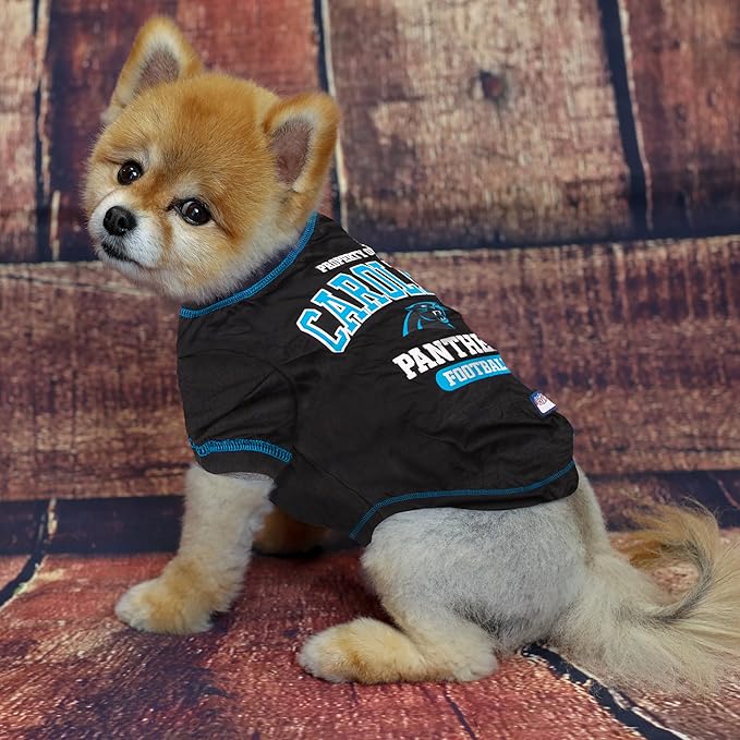 Pets First PET SHIRT for Dogs & Cats - NFL CAROLINA PANTHERS Dog T-Shirt, Large. - Cutest Pet Tee Shirt for the real sporty pup