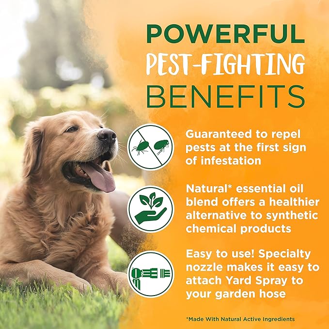 TropiClean Natural Flea and Tick Yard Spray | Maximum Strength Tick Spray for Yard Kills on Contact | Family-Friendly & Safe | Made in the USA | 32oz