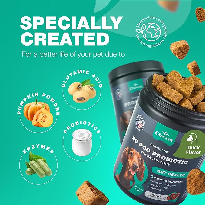 Probiotics for Dogs - Coprophagia Deterrent for Dogs - Deterrent for Dogs Eating Poop - Dog Probiotics Treats - Probiotic Chews for Dogs - Dog Probiotic & Digestive Enzymes - Gut Health, Itchy Skin