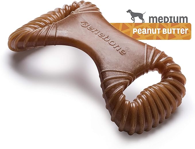 Benebone Dental Durable Dog Chew Toy for Aggressive Chewers, Real Peanut, Made in USA, Medium