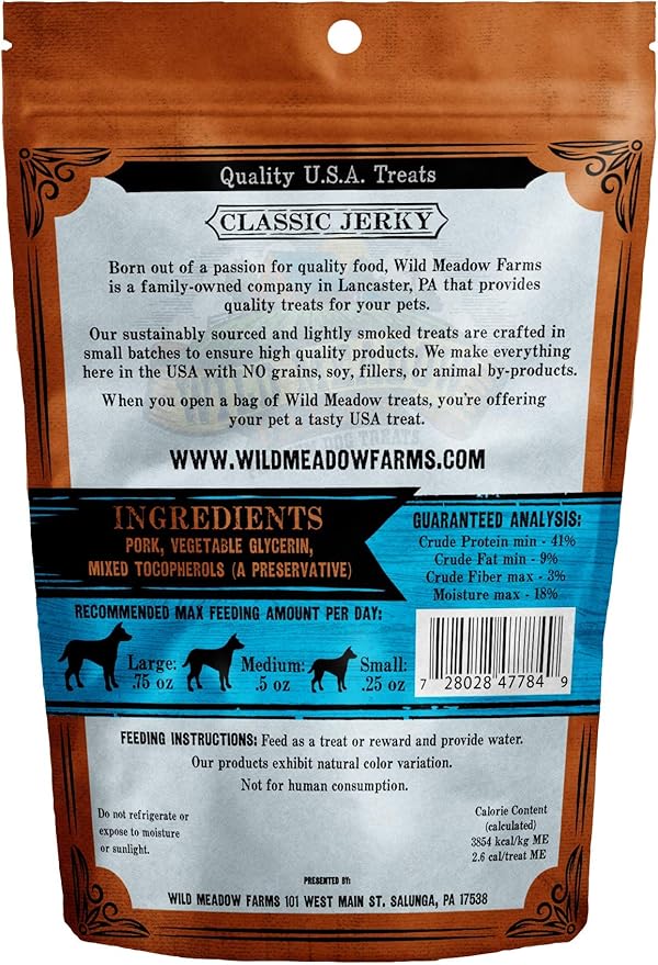 Wild Meadow Farms - Classic Pork Minis, Soft Jerky Training Treats for Dogs, Grain-Free, All-Natural & Perfectly Sized for Training, High-Value Rewards in a Convenient 3.5 Ounce Pouch