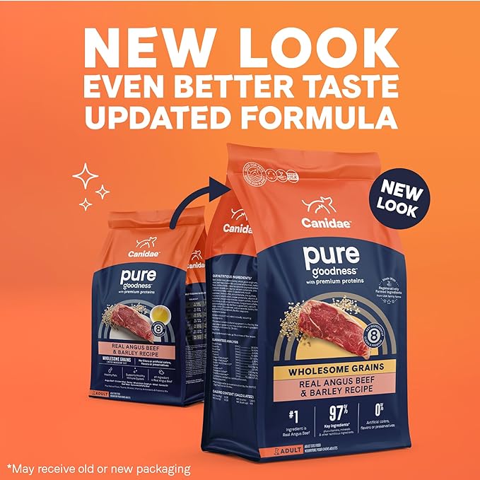CANIDAE Pure Limited Ingredient Premium Adult Dry Dog Food, Real Beef & Barley Recipe, 22 lbs, with Wholesome Grains