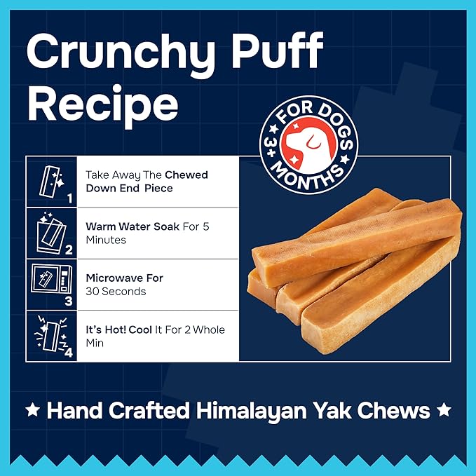 100% Natural Yak Cheese Himalayan Dog Chews for All Breeds - Lactose Free Yak Chews for Small, Medium & Large Dogs - Dental Cleaning Dog Chews for Aggressive Chewers - Long Lasting Odor & Gluten Free