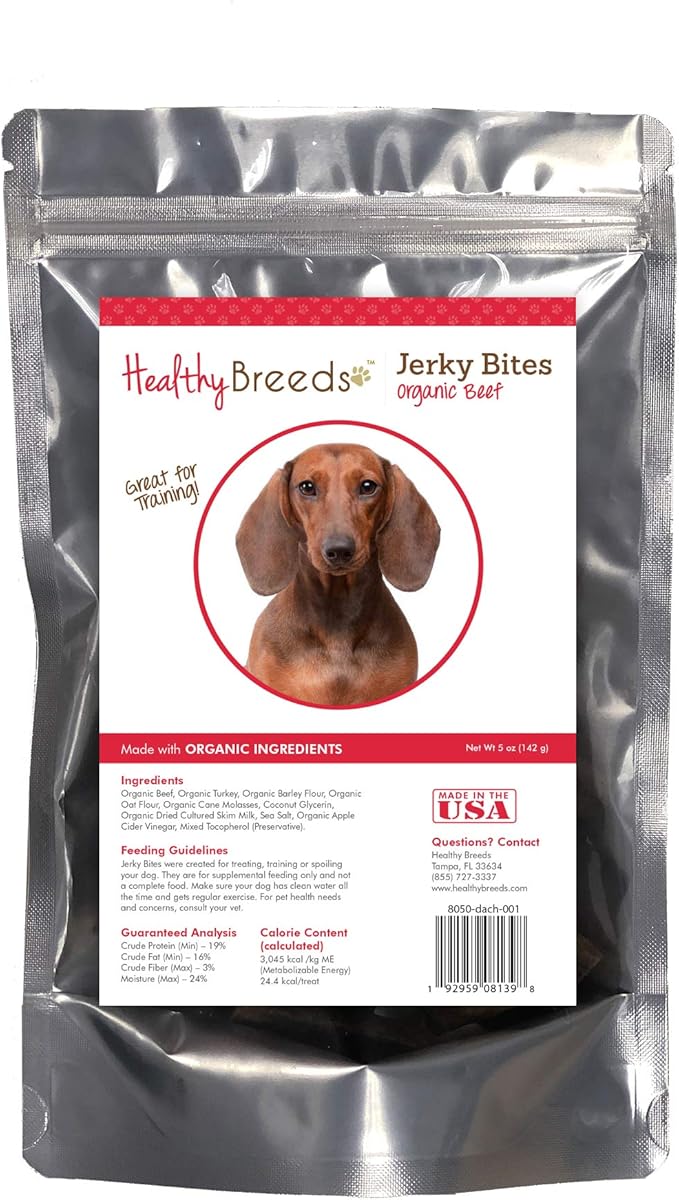 Healthy Breeds Dachshund Jerky Bites Beef Recipe Dog Treats 5 oz