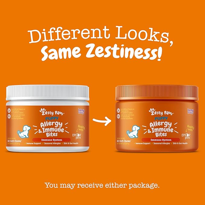 Zesty Paws Dog Allergy Relief - Anti Itch Supplement - Omega 3 Probiotics for Dogs - Digestive Health - Soft Chews for Skin & Seasonal Allergies - with Epicor Pets - Puppy - Lamb - 90 count