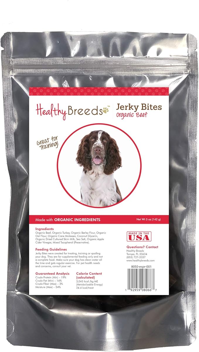 Healthy Breeds English Springer Spaniel Jerky Bites Beef Recipe Dog Treats 5 oz