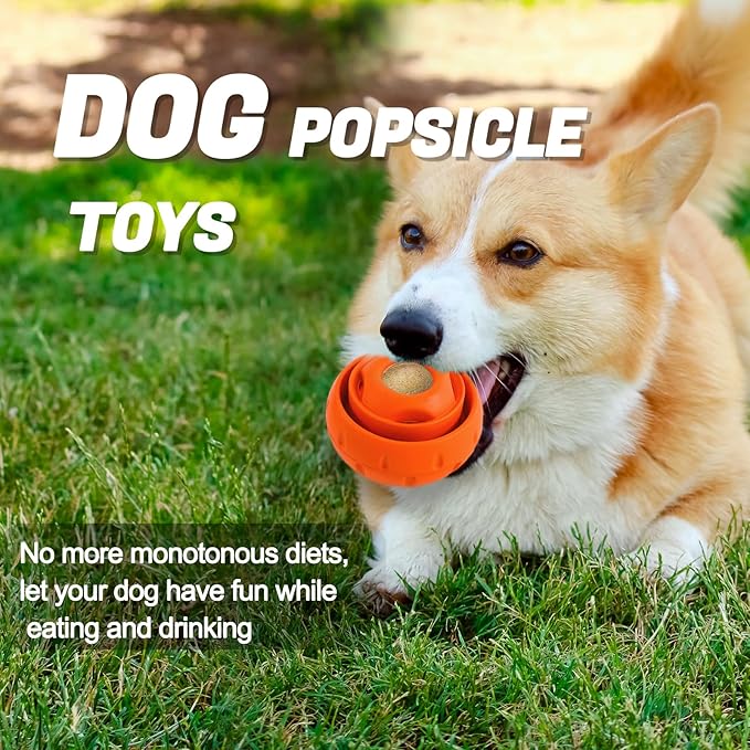 Freezable Fillable Dog Toys: Long-Lasting Rubber Dog Chew Toy with Silicone Treat Tray, Distracts Your Pup from Boredom, Reusable & Dishwasher Safe, for Large Dogs 25lbs+, Orange