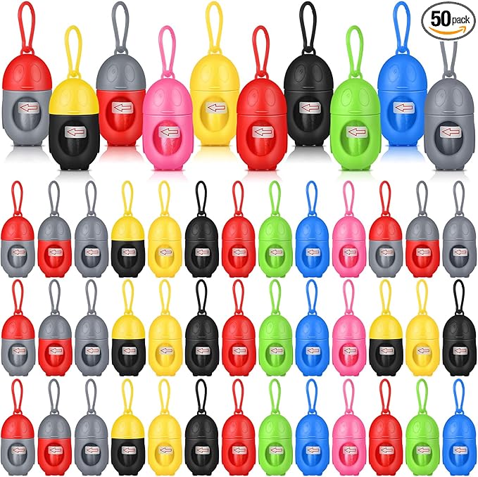 Zhehao 50 Pcs Dog Poop Trash Bag Holder Dispenser Dog Poop Waste Bag Holder Plastic Dog Waste Bag for Leash with Hook and Leak Proof PET Waste Bags for Walking Hiking Camping (Penguin)