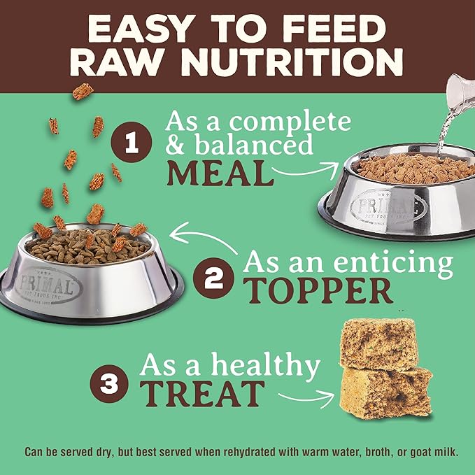 Primal Freeze Dried Dog Food Nuggets, Chicken; Complete & Balanced Meal; Also Use as Topper or Treat; Premium, Healthy, Grain Free, High Protein Raw Dog Food, 5.5 oz