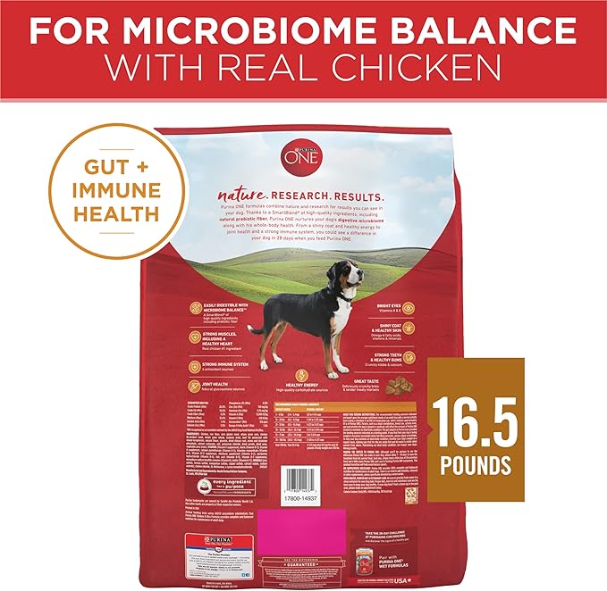 Purina ONE Chicken and Rice Formula Dry Dog Food - 16.5 lb. Bag