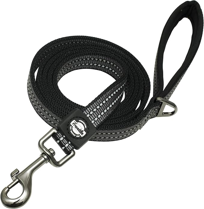 Franklin Pet Supply Nylon Dog Leash – Reflective – Comfort Fit – Neoprene Handle – 6 Foot – Dog Training – Walking – Black