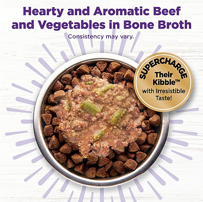 Wellness Bowl Boosters Hearty Toppers, Beef & Green Beans Recipe in Savory Bone Broth Dog Food Toppers, 5.5 Ounce Pouch (Pack of 12)