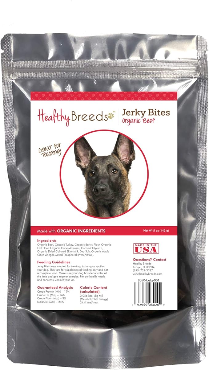 Healthy Breeds Belgian Malinois Jerky Bites Beef Recipe Dog Treats 5 oz