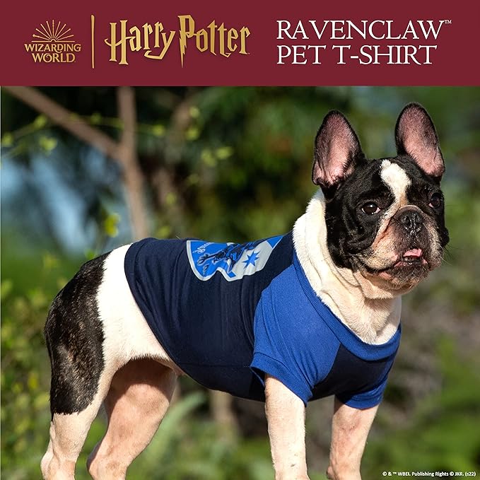 Harry Potter Ravenclaw Pet T-Shirt in Size Extra Small| XS Dog T-Shirt, Harry Potter Dog Shirt | Harry Potter Dog Apparel & Accessories for Hogwarts Houses, Ravenclaw, FF18875,Blue