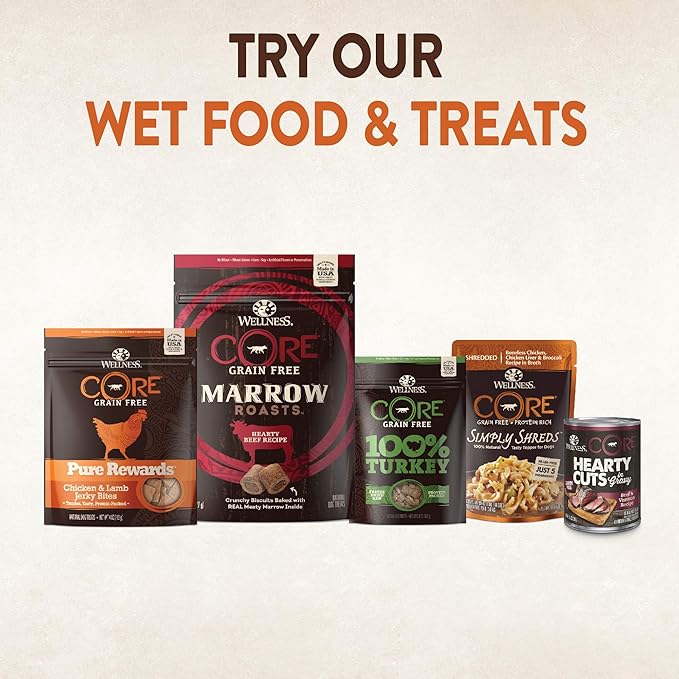 Wellness CORE RawRev Grain-Free Dry Dog Food, Natural Ingredients, Made in USA with Real Freeze-Dried Meat (Adult, Turkey, 10 lbs)