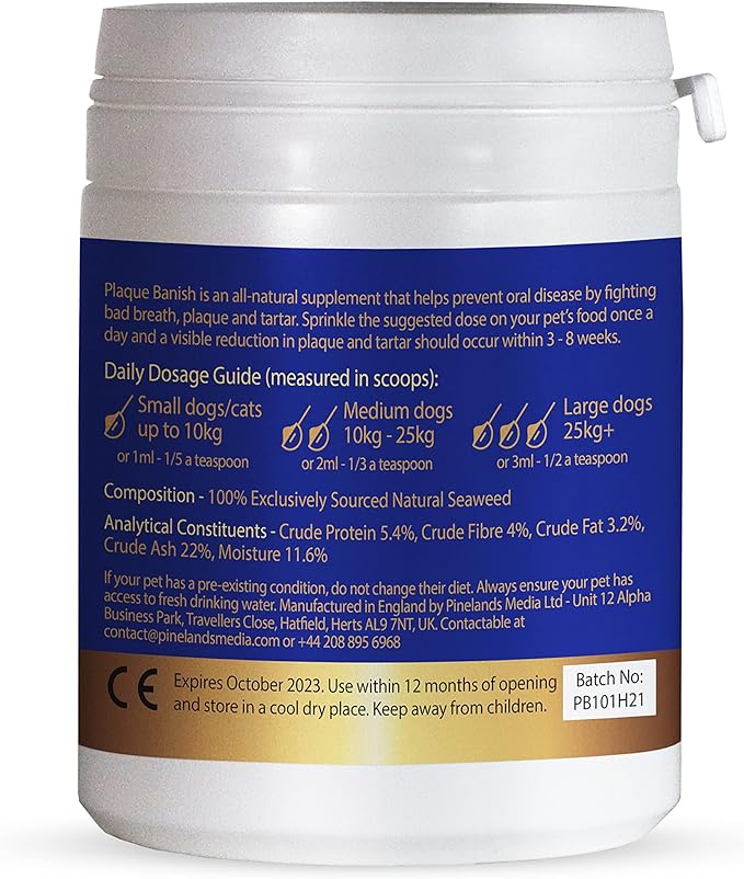 100% Natural Plaque Off & Tartar Remover For Dogs & Cats | Freshen Breath For Dogs & Cats | 6.3oz (180g) | Support Healthy Gums & Promote Dental Health | Prevent Plaque & Tartar Build Up