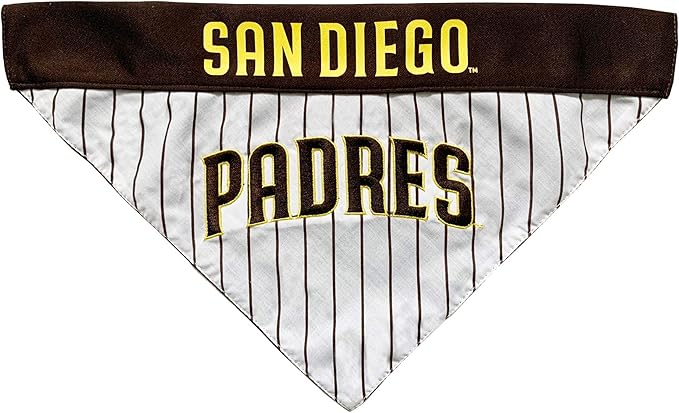 Pets First PAD-3217-L-XL MLB San Diego Padres Reversible Pet Bandana, Large/X-Large, MLB Team Color