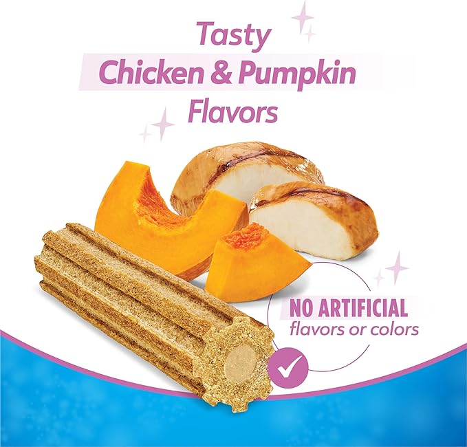 Dentalife Purina Plus Digestive Support Chicken and Pumpkin Flavor Small/Medium Dog Dental Chews, MP - 19 ct. Pouch