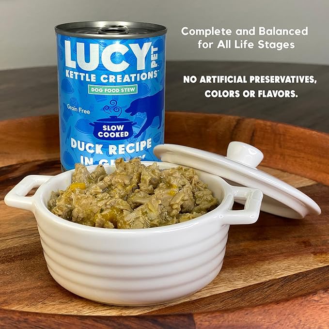 Lucy Pet Products Kettle Creations Duck Dog Stew Recipe in Gravy 12.5oz, 12 Count (Pack of 1)