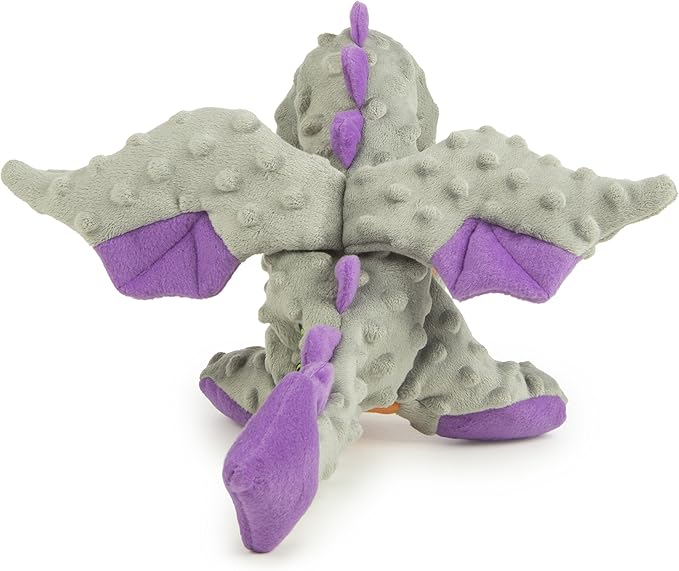 goDog Bubble Plush Dragons Squeaky Dog Toy, Chew Guard Technology - Gray, Large