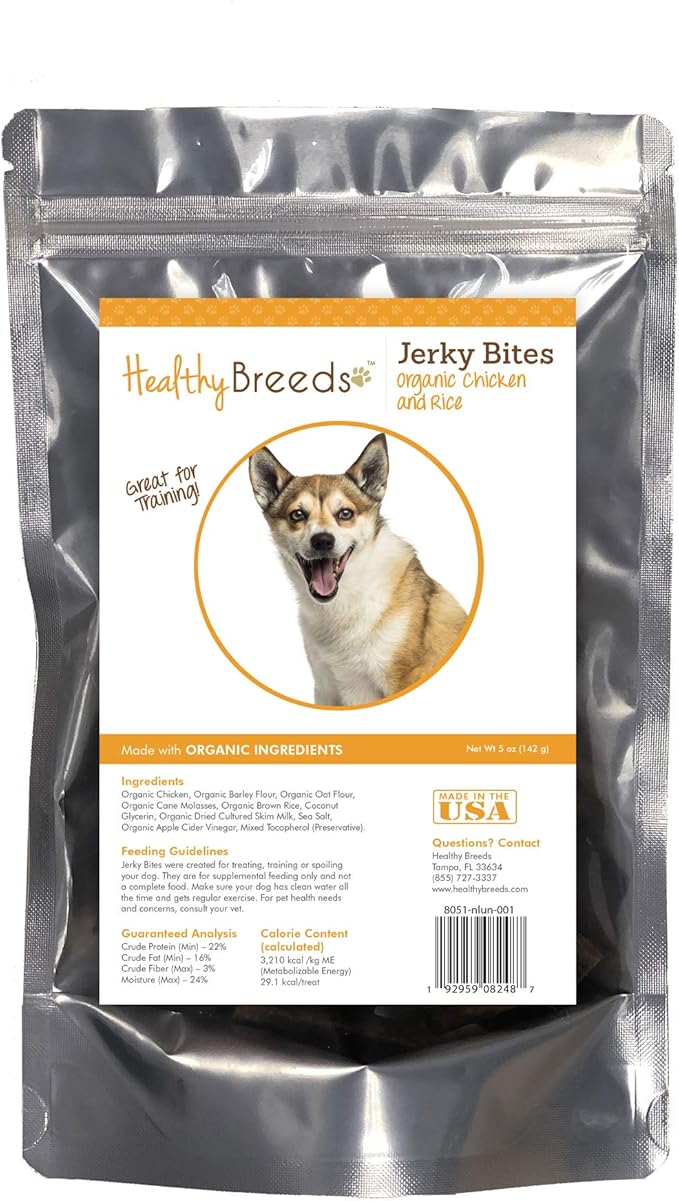 Healthy Breeds Norwegian Lundehund Jerky Bites Chicken & Rice Recipe Dog Treats 5 oz