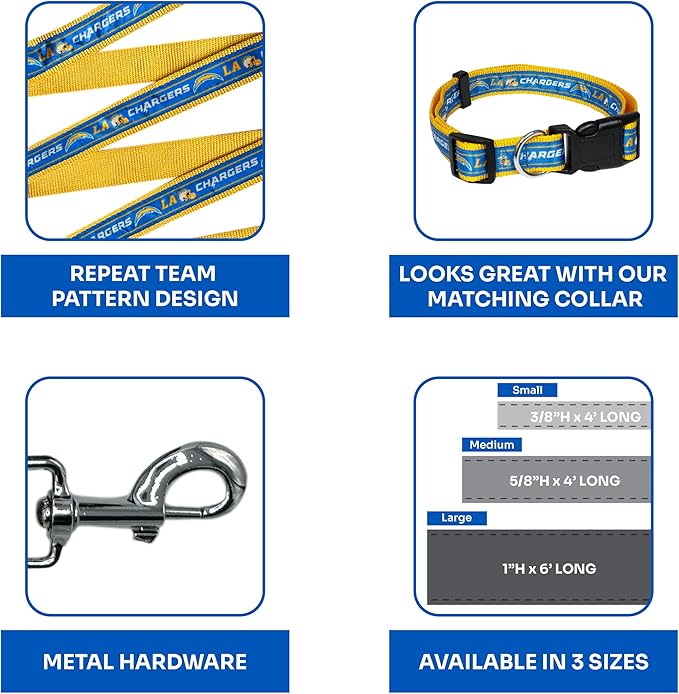 NFL PET Leash Los Angeles Chargers Dog Leash, Medium Football Team Leash for Dogs & Cats. A Shiny & Colorful Cat Leash & Dog Leash Licensed by The NFL