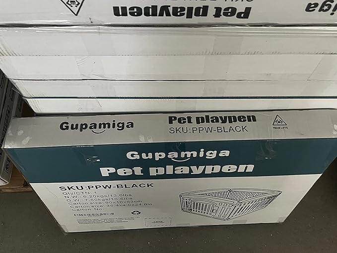 Pet Playpen with Mesh Fabric Top Cover Foldable Gate for Dogs Heavy Plastic Puppy Exercise Pen Small Pets Fence Puppies Folding Cage 4 Panels for Puppies and Small Dogs House Black (33.5x33.5 Inches)