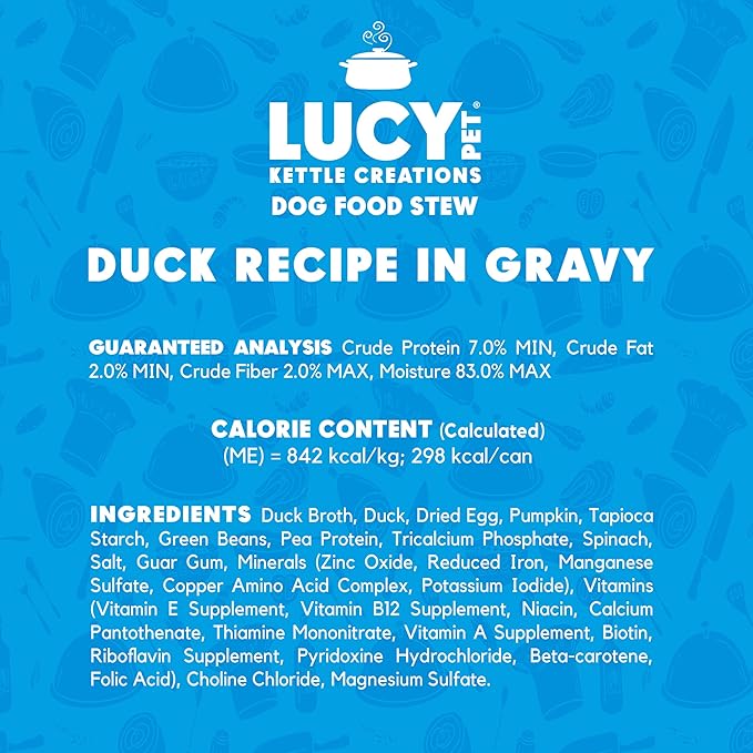 Lucy Pet Products Kettle Creations Duck Dog Stew Recipe in Gravy 12.5oz, 12 Count (Pack of 1)