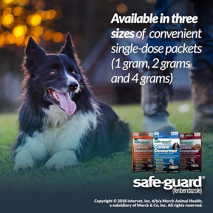 Safe-Guard (fenbendazole) Canine Dewormer for Dogs, 1gm pouch (ea. pouch treats 10lbs.)