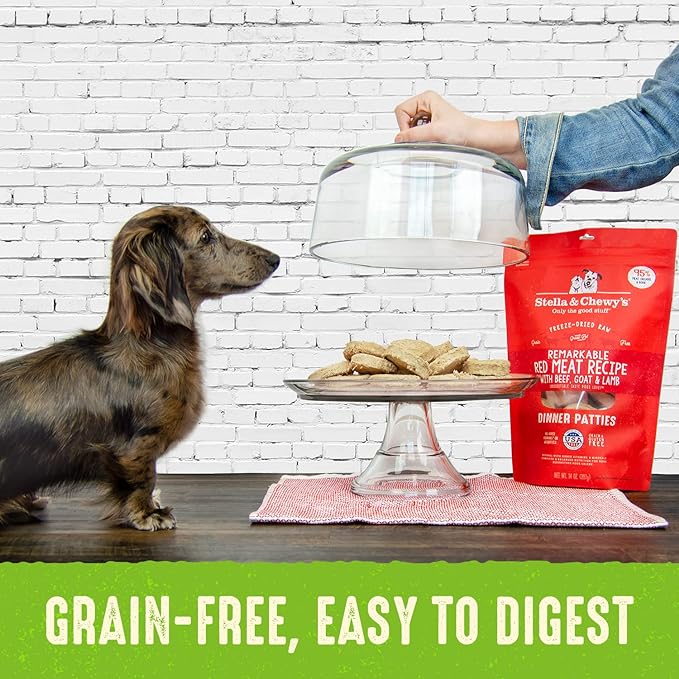 Stella & Chewy's Freeze Dried Raw Dinner Patties – Grain Free Dog Food, Protein Rich Duck Duck Goose Recipe – 5.5 oz Bag