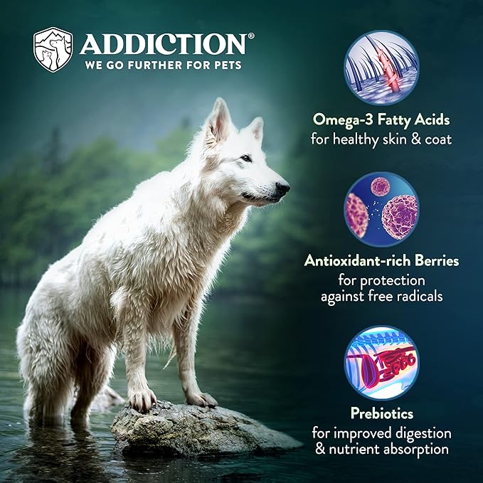 Addiction Herbed Lamb & Potatoes Raw Alternative Dog Food - Gently Air-Dried Complete Meal or Dog Food Topper for Digestive and Skin and Coat Health, 2 lb