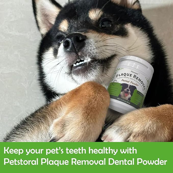 Natural Dog Dental Powder, Dog Dental Care - Plaque Remover and Bad Breath Treatment, Healthy Gums & Fresh Breath for All Dogs and Cats 2 oz.
