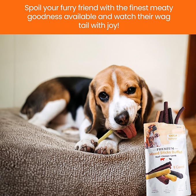 Mixed Sticks Buffet for Pets - 3-Flavored Healthy Dog Treats - 9 pcs Dog Training Treats