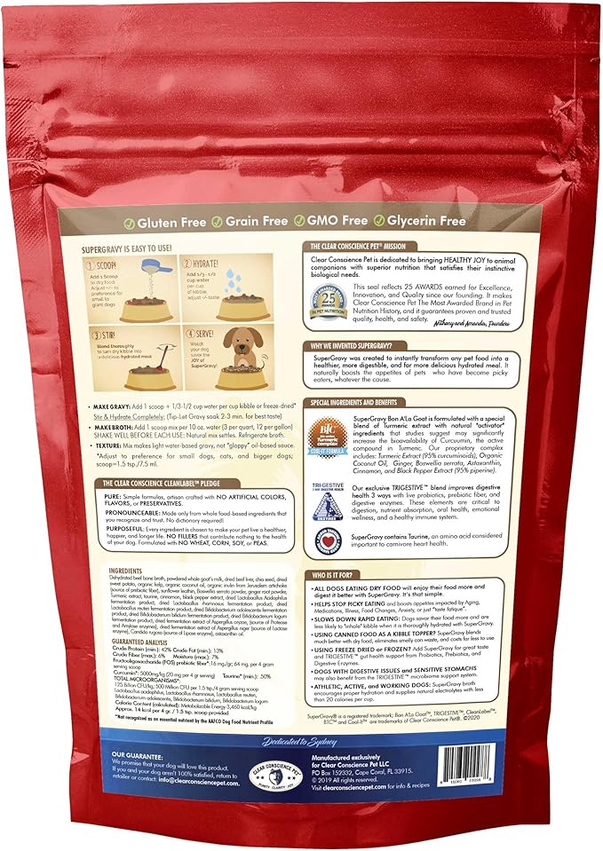 SuperGravy Bon A’ La Goat | Natural Dog Food Gravy Topper | Beef Bone Broth, Goat Milk for Dogs | Gluten Free & Grain Free, 14 Scoops, 01098, White
