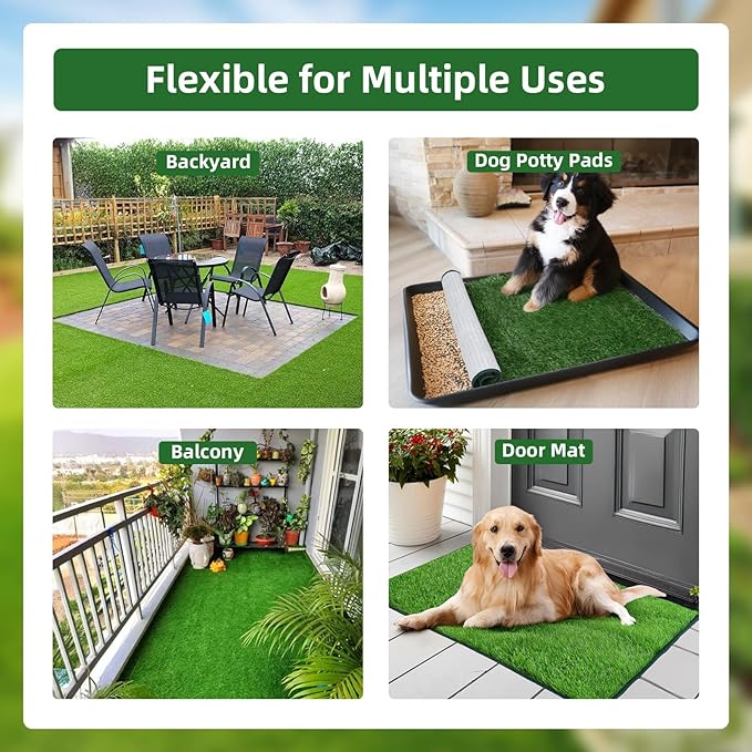 Dog Grass Pee Pad,Artificial Grass for Dogs Potty Training,Reusable Turf Grass Pads for Dogs with Hemmed Edge,Fake Grass Replacement Pads for dog Indoor and Outdoor (18" x 23")