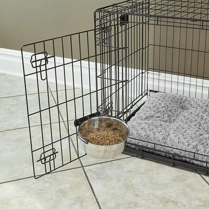 MidWest Homes for Pets Snap'y Fit Stainless Steel Food Bowl / Pet Bowl, 1 qt. for Dogs & Cats, Silver