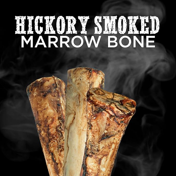 Best Bully Sticks Hickory Smoked Marrow Bones for Large Dogs, 3 Pack - USA Smoked & Packed - No Additives Beef Dog Treats - Long Lasting Dog Chews
