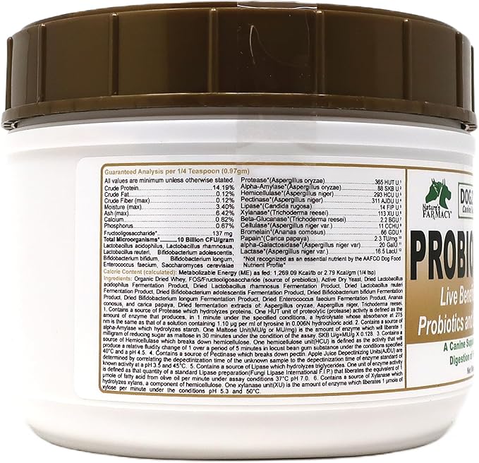 Dogzymes Probiotic Max -10 billion CFU's Probiotics, Prebiotics, Digestive Enzymes - Relieves Diarrhea, Upset Stomach, Constipation, Gas, Allergy, Immunity & Overall Health 1 pound