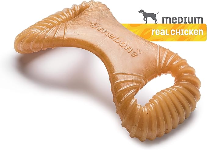 Benebone Dental Durable Dog Chew Toy for Aggressive Chewers, Real Chicken, Made in USA, Medium