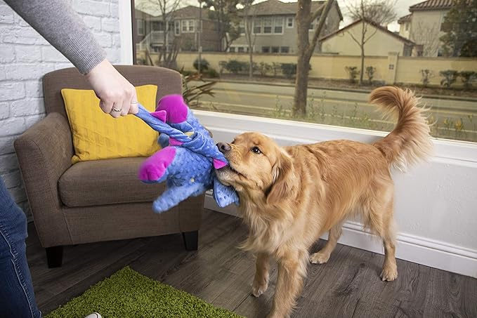 goDog Bubble Plush Dragons Squeaky Dog Toy, Chew Guard Technology - Periwinkle, Extra Large