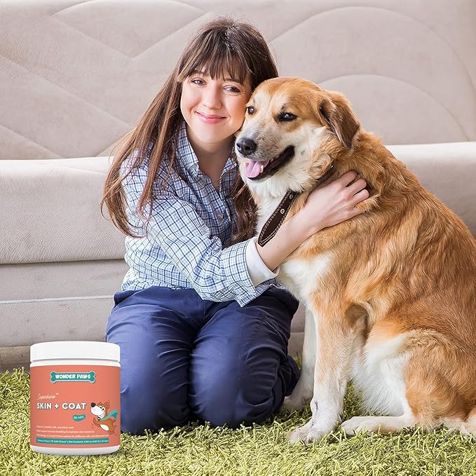 Skin & Coat Supplement for Dogs with Salmon Oil, Omega 3 & 6, EPA & DHA, Promotes Healthy Skin and Coat, Itchy Relief, Joint and Overall Health, Delicious Flavor, 70 skin & coat Soft Chews