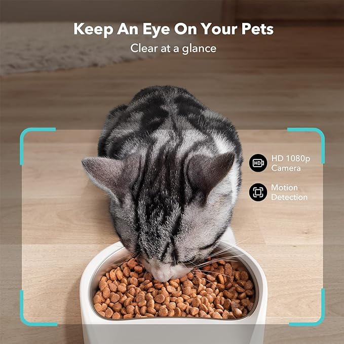 PETLIBRO Automatic Cat Feeder with Camera, 1080P HD Video with Night Vision, 5G WiFi Pet Feeder with 2-Way Audio, Low Food & Blockage Sensor, Motion & Sound Alerts for Cat & Dog Single Tray