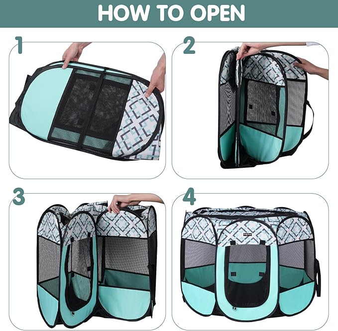 Foldable Dog Playpen Enclosed Cat Puppy Playpen Indoor Pop Up Pet Animal Playpen Outdoor Kennel Cage Pen Tent for Small Medium Dog Puppy Cat Kitten Rabbit - 45" L x 45" W x 23" H