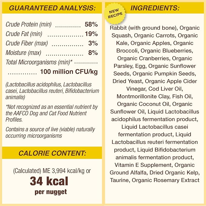 Primal Freeze Dried Dog Food Nuggets, Rabbit; Complete & Balanced Meal; Also Use as Topper or Treat; Premium, Healthy, Grain Free, High Protein Raw Dog Food, 5.5 oz