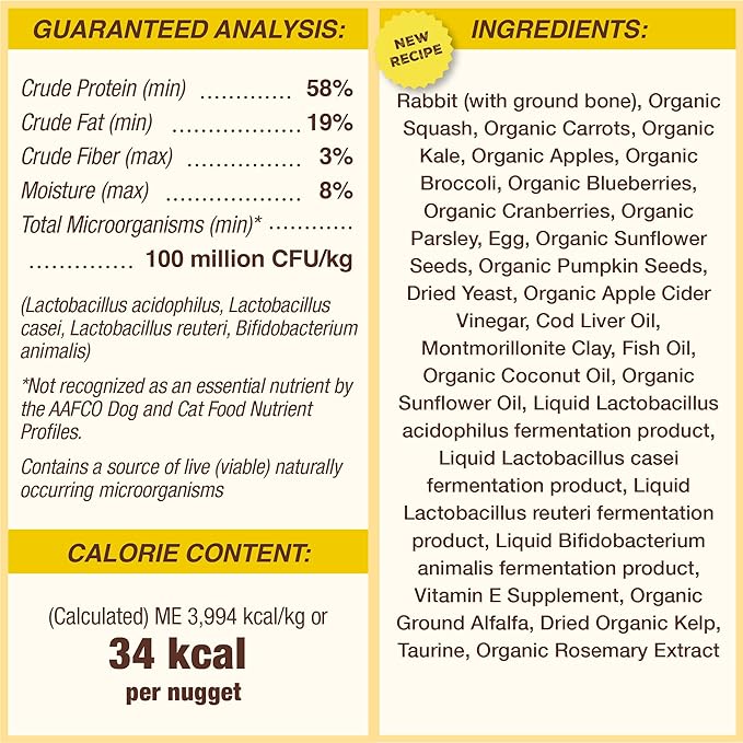 Primal Freeze Dried Dog Food Nuggets, Rabbit; Complete & Balanced Meal; Also Use as Topper or Treat; Premium, Healthy, Grain Free, High Protein Raw Dog Food, 5.5 oz