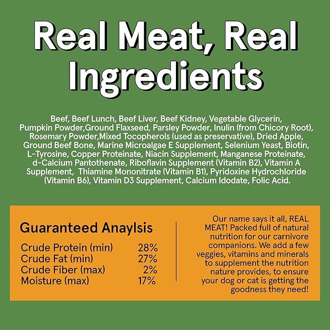 Real Meat Air Dried Dog Food w/ Real Beef - Four 5lb Bag of USA-Crafted Grain-Free Real Meat Dog Food Sourced from Hormone-Free, Free-Range, Grass-Fed Beef - Digestible, Natural, High Protein Beef
